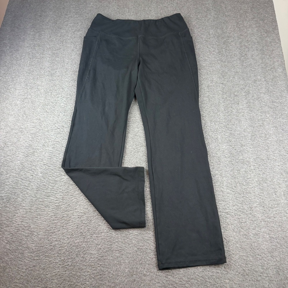 Jockey Straight Leg Active Pants Women's XL Black Side Pocket Yoga Leggings